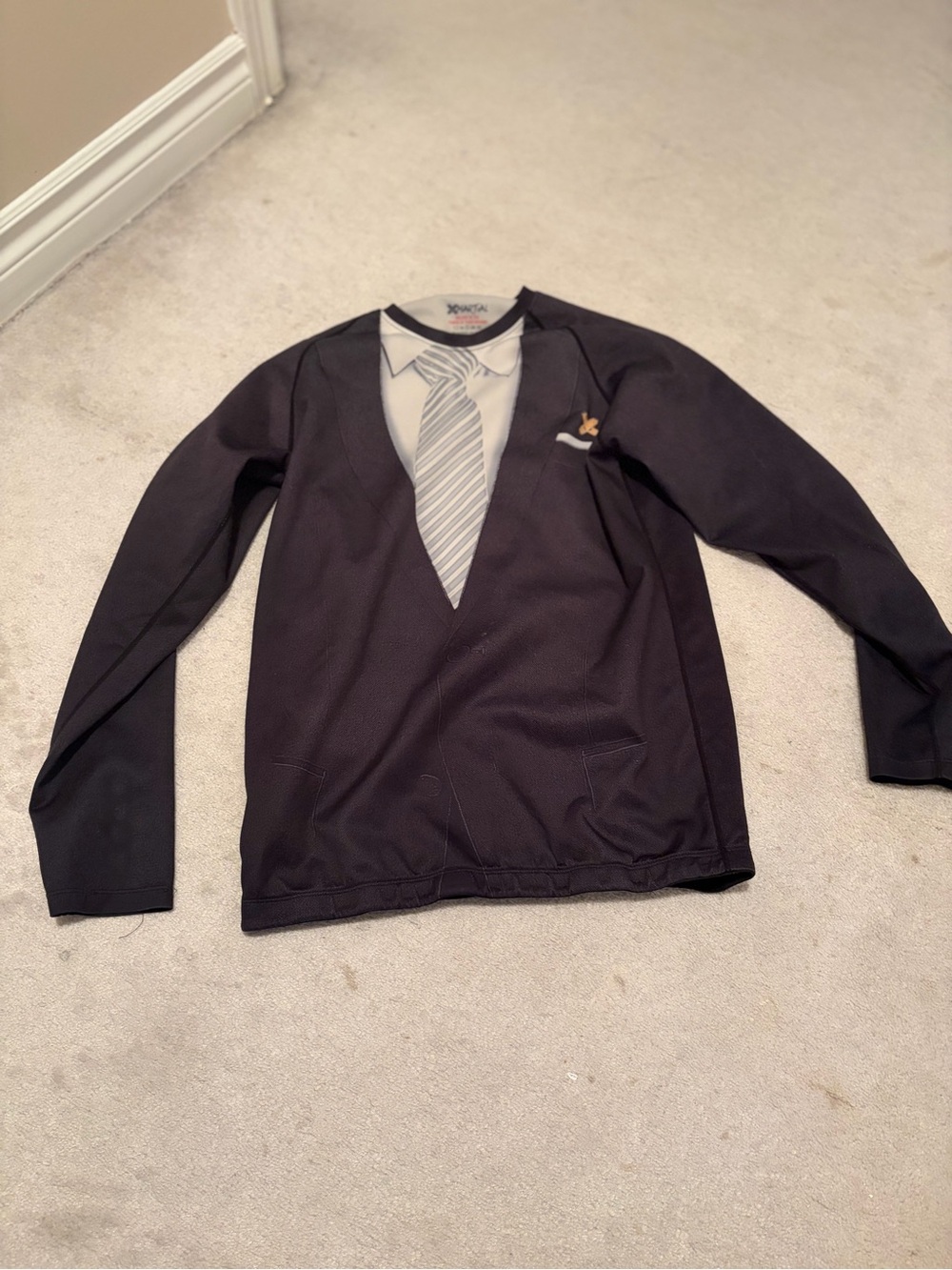 Men's Black Novelty Pullover Sweater with Tie Print (swim shirt)